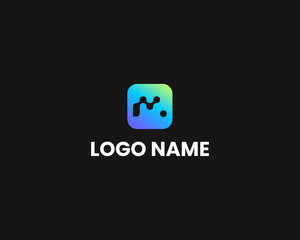 M technology sign professional logo design template