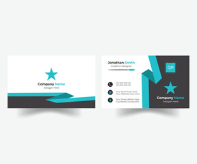 Blue modern creative business card and name card, horizontal simple clean template vector design, layout in rectangle size. Business Card Template with a Infographic Design
