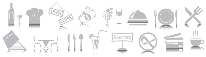 illustration of a set of restaurant symbols