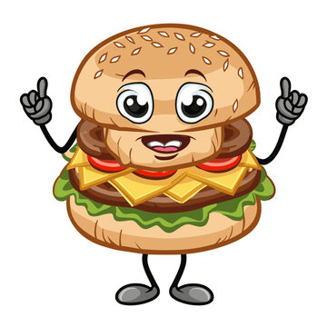 mascot burger  sticker , burger sticker , buger sticker for restraunts  cafe and advertisments