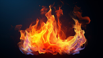 Fantastic bright flame on an elemental fire gradient representing energy and power