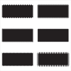 Zigzag Edge Rectangle Shapes Icon Set. A group of 6 rectangular shapes with round corners and jagged edges.1234 - obrazy, fototapety, plakaty