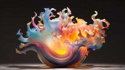 Fantastic artistic sculpture emitting light