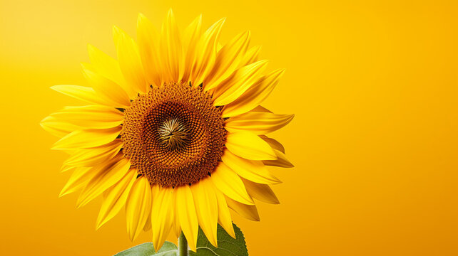 Beautiful sunflower with a bright light at its center against