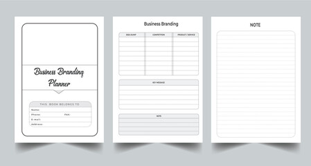Editable Business Branding Planner Kdp Interior printable template Design.