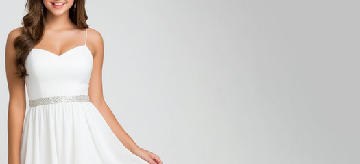 positive woman in wedding dress laughing isolated on grey