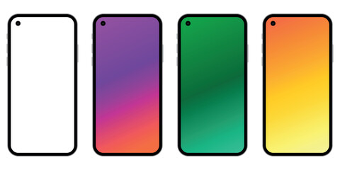 Realistic smartphone with transparent background. Smartphone mockup collection.