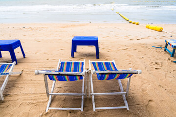 Beach chair on the beautiful white sand beach
