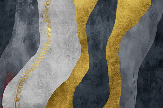 Gold, gray and blue geometric patterns for background, wallpaper, carpet