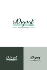 Digital tech logo in vector, hand-drawn logo