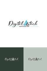 Fototapeta na wymiar Digital tech logo in vector, hand-drawn logo