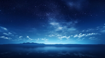 beautiful panorama blue night sky milky way and star on dark blue sky