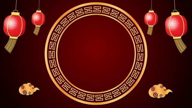 	
Red Chinese New Year background with asian elements.	
