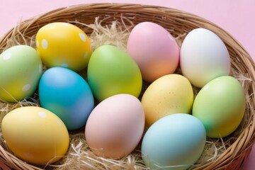Fototapeta na wymiar easter eggs colorful in a nest