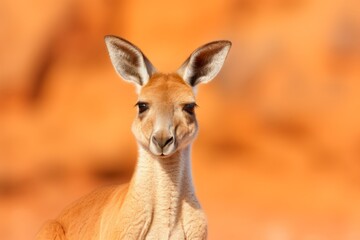Obraz premium A closeup portrait shot of a kangaroo is seen.