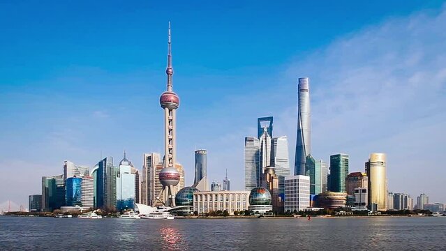 Shanghai bund skyline in lujiazui huangpu river