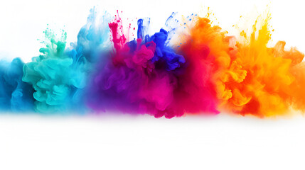Bright colorful watercolor splash splatter stain brush strokes on white background ai generative