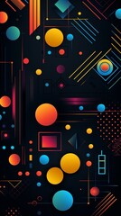 Obraz premium Colorful geometric structures design on black background wallpaper for phone