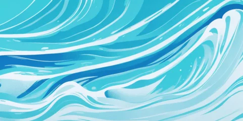 Poster Abstract blue and white water ocean wave and curved line background. Blue wave with liquid fluid ocean texture. Ocean wave banner background. © Vactor Viky