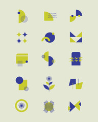 Abstract and Unique Shape With Memphis Style Design Set