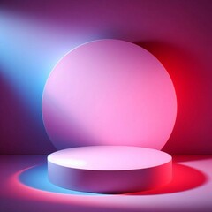 Pink blue purple red glow minimal abstract background for product presentation, shadow and light from windows on plaster wall, product podium