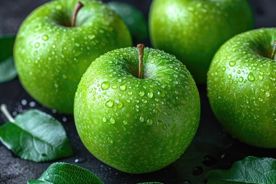 green apples in the middle of the tree garden professional photography