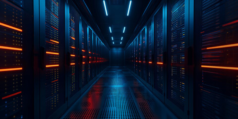 Server racks in server room data center - obrazy, fototapety, plakaty