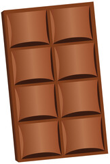 Milk chocolate bar. Unwrapped square piece of chocolate. Cocoa organic product illustration.