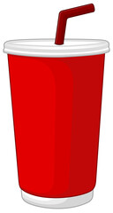 Soft drink red cup.  Unhealthy fast food classic nutrition illustration.