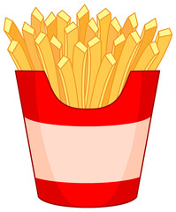 Colorful Fast food, French Fries Unhealthy fast food classic nutrition illustration.