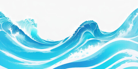 Abstract blue and white water ocean wave and curved line background. Blue wave with liquid fluid ocean texture. Ocean wave banner background.