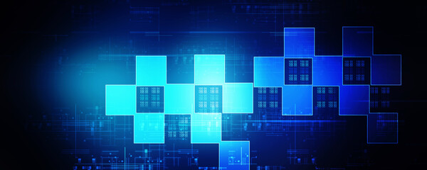 2d illustration Abstract futuristic electronic circuit technology background