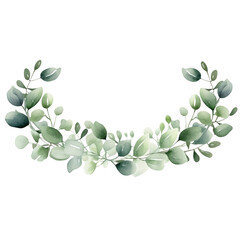 Watercolor vector wreath with green eucalyptus leaves and branches trasparent background