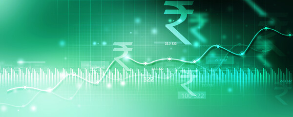 2d rendering Stock market online business concept. business Graph with indian rupee sign