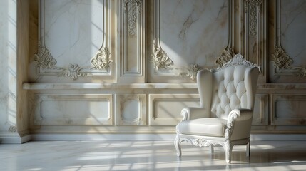Luxury royal armchair in classic interior. 3d render