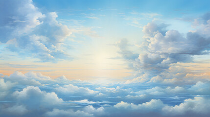 Fototapeta na wymiar beautiful blue sky with clouds over the horizon