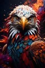 Poster Artistic Powerful Multi Color Eagle Portrait Generative AI © Mordikai Art