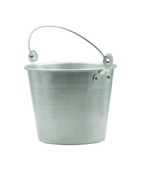 Stainless steel bucket isolated on white background.