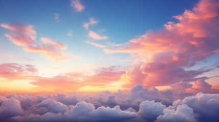 Naklejka na ściany i meble dramatic panorama sky with cloud on sunrise and sunset