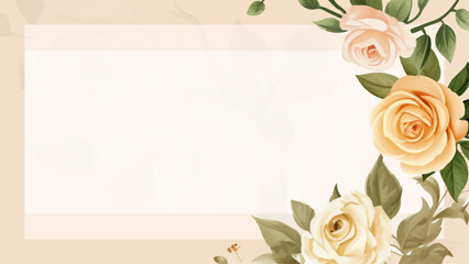 Beige white and yellow invitation background bouquet watercolor painting with flora and flower