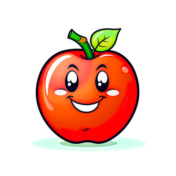 Happy smiling funny apple cartoon character