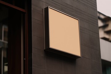 Blank restaurant or shop signboard mockup mounted on the wall. Signboard for logo presentation template