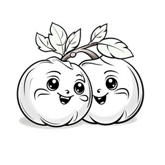 Obraz premium LIne art coloring sheet of fruits character