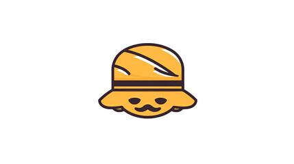 bread hat logo line white background, Generate AI.