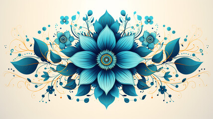 Mandala with floral pattern on left light blue color