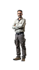 Naklejka premium Geographer, full body standing, transparent background