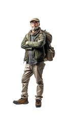 Geographer, full body standing, transparent background