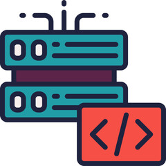 server code icon. vector filled color icon for your website, mobile, presentation, and logo design.