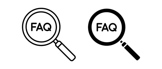 Faq icon vector set. Query frequently question symbol - obrazy, fototapety, plakaty
