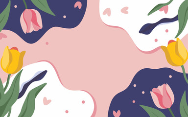 Abstract tulip background poster. Good for fashion fabrics, postcards, email header, wallpaper, banner, events, covers, advertising, and more. Valentine's day, women's day, mother's day background.